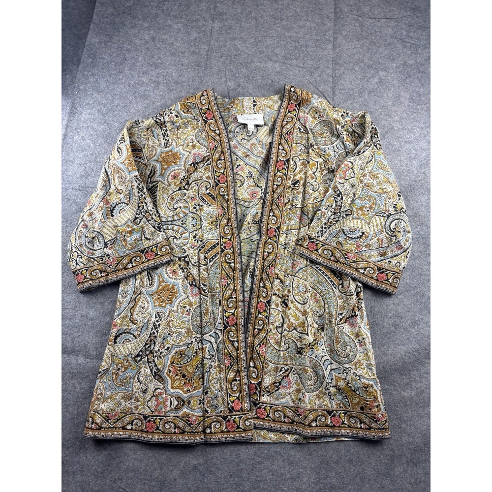 Cleobella‎ Women's XS/S 100% natural yarn Kaleidoscope Kimono Geo Coastal Hippie